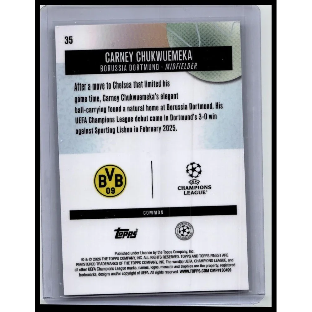 2025-26 Finest UEFA Carney Chukwuemeka #35 Purple Checkerboard #/150